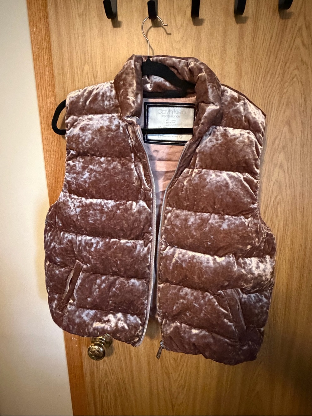 Calvin Klein Velvet Quilted Puffer Vest - Mauve
